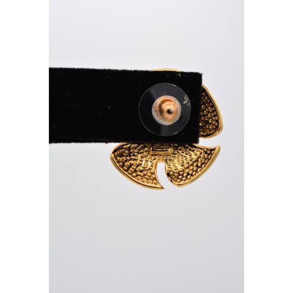 Sarah Cov Vintage Flower Red Cabochon Earrings Post Gold SC Signed 1980s BinAZ - Picture 9 of 12